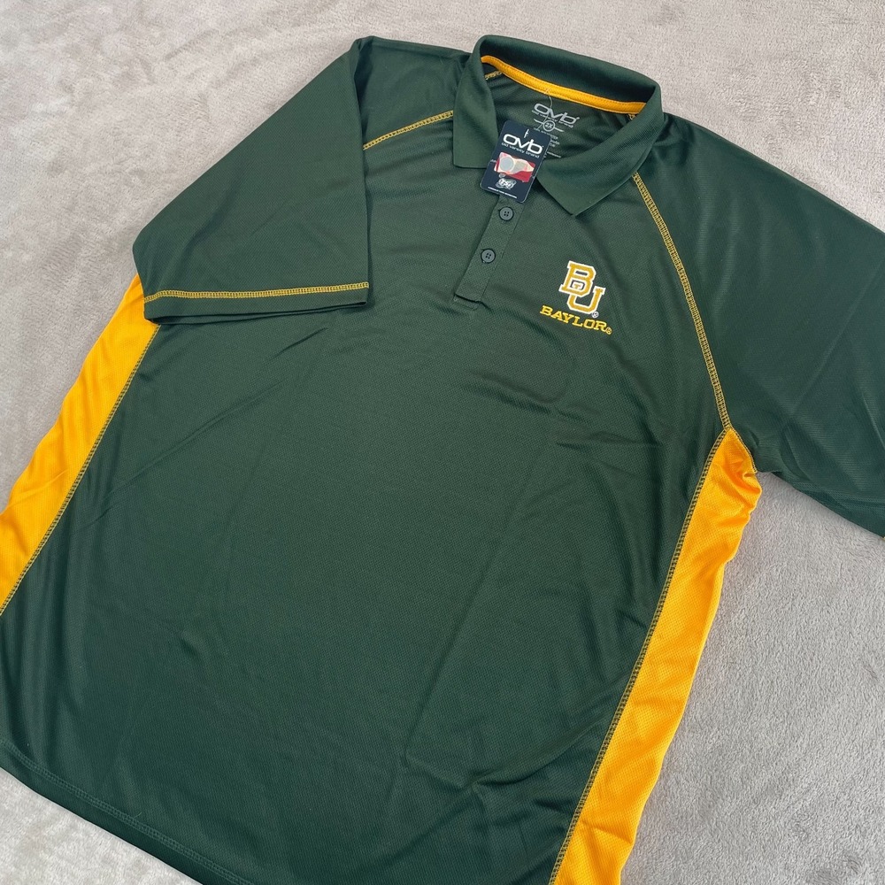Baylor Bears Polo Shirt Men 2XL Green Short Sleeve Big 12 NCAA Football NWT